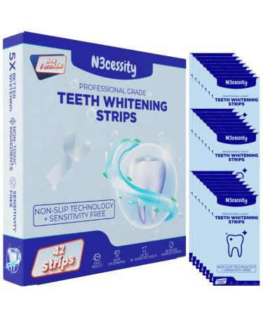 N3cessity Professional Teeth Whitening Strips 21 Treatments - Enamel Safe - Non-Sensitive Formula - 42 Peroxide Free Whitening Strips - Teeth Whitening Kit +