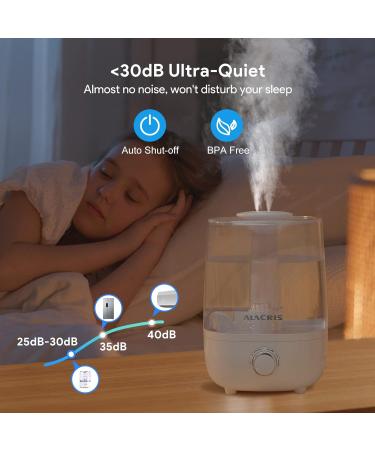 ALACRIS 4L Large Cool Mist Humidifier for Bedroom & Baby Room | Ultra-Quiet, 30H Output, Aroma Oil Diffuser | Auto-Off Protection | 360 Rotation Nozzle - Buy Online on GoSupps.com