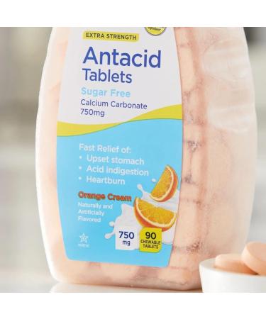 Equate Sugar-Free Antacid Extra Strength Chewable Tablets Orange Cream 750 mg 90 Count (Pack of 3) Total 270 Count - Buy Online on GoSupps.com