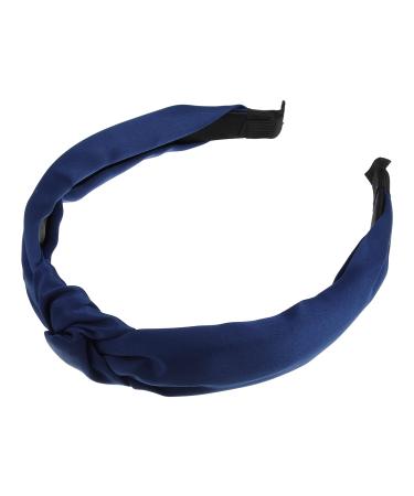 VOCOSTE Satin Knot Headband  Hairband for Women  Navy Blue  1.2 Inch Wide