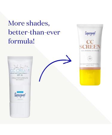 Supergoop! CC Screen SPF 50 PA++++ Tinted Mineral CC Cream 1.6 fl oz - Buildable Coverage Foundation & Broad Spectrum Sunscreen - Buy Online on GoSupps.com