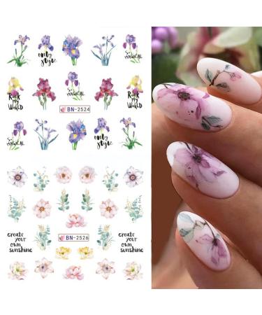 Floral Nail Art Stickers Decals - Water Transfer Butterfly, Blossom, Dragonfly Designs - Spring Manicure Supplies for Women and Girls - Buy Online on GoSupps.com