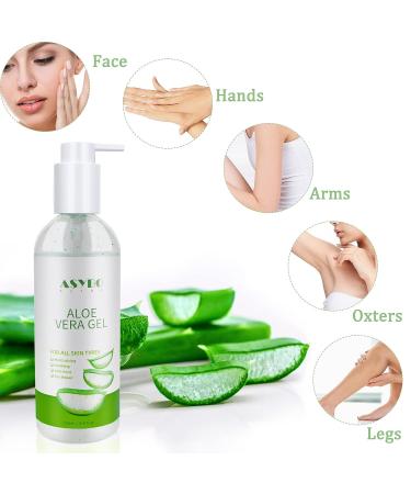 ASYBO Aloe Vera Gel 250ml - 100% Natural Pure Hydrating Moisturizer for Face, Soothing and Moisturizing, After Sun Care, Reduce Acne, Repair Scars - Ideal for All Skin Types - Buy Online on GoSupps.com