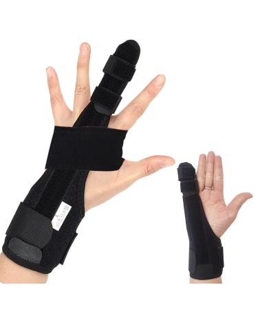 Jetisva Trigger Finger Splint Support with Wrist Brace Thumb Splint Spica Splint Adjustable Middle Wrist Knuckle Splint Finger Brace Straightener for Right and Left Hand Arthritis Broken Finger