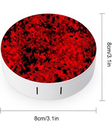 Red Digital Camouflage Printing Round Case For Contact Lens Kit Storage Box with Mirror Printed - Buy Online on GoSupps.com