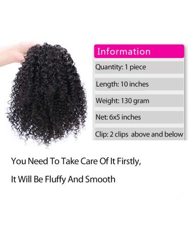 Buy Afro Kinky Curly Clip In Ponytail Wig - 25cm 120g - Natural Black Extensions for African Hair - Buy Online on GoSupps.com