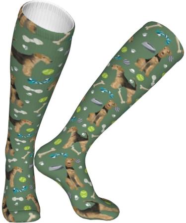 Airedale Terrier Toys Compression Socks 15 20 mmHg for Running & Cycling - Med Green - Best Support for Men & Women - Buy Online on GoSupps.com