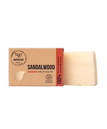 Soap Factory - Organic Soap Bar with Sandalwood  Face and Body Soap for Men and Women  100% Natural Facial Cleanser  Organic Certified  Vegan  Cruelty Free  Handmade  3.88 ounce