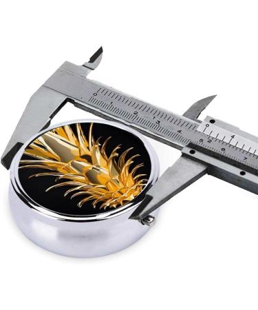 Gold Pineapple Printed Mini Round Pill Box | 3 Compartment Medicine Organizer | Travel Portable Pill Case for Home & Office - Buy Online on GoSupps.com