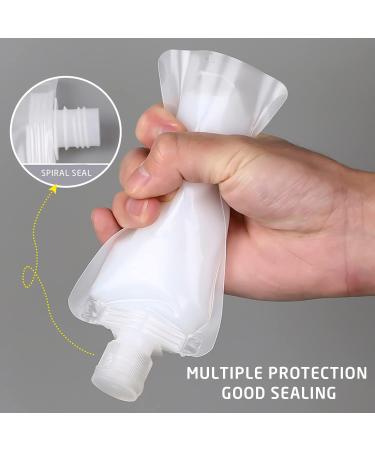 15 Pack Portable Travel Fluid Bags Plastic Stand Up Nozzle Pouches Clear Flip Top Packaging Bags For Lotion Shampoo Conditioner Shower Gel Hand Soap with Labels and Funnel - Buy Online on GoSupps.com
