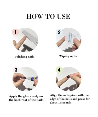 Buy Short Square Press on Nails - White French Tips & Glitter | Full Cover Gel Fake Nails for Women & Girls - Buy Online on GoSupps.com
