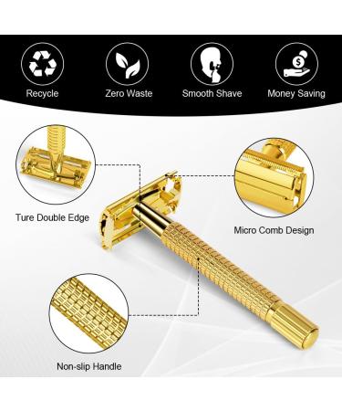 Uraqt Vintage Stainless Steel Safety Razor for Men - 2-Blade Head 10 Blades Travel Case & Mirror - High-Quality Wet Shaving Experience - Buy Online on GoSupps.com