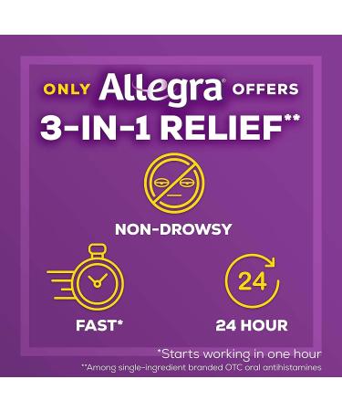 Allegra Allergy 24 Hour Tablets 180 mg Each Long-Lasting Fast-Acting Antihistamine for Noticeable Relief from Indoor and Outdoor Allergy Symptoms (70 Count) (Pack of 2) - Buy Online on GoSupps.com