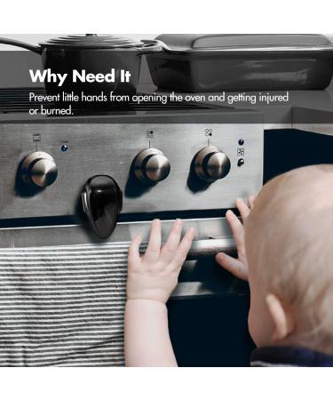 EUDEMON Oven Door Lock & Stove Knob Cover Bundle - 1 Pack Black Oven Door Lock & 6 Pack Clear Stove Knob Covers - Buy Online on GoSupps.com