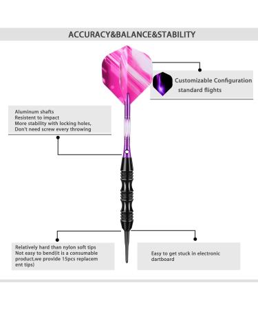 Sanfeng Professional Soft Tip Darts Set 20g - 50 O-Rings + 30 Plastic Tips + Aluminum Shafts + 6 Flights + Case - Purple - Buy Online on GoSupps.com