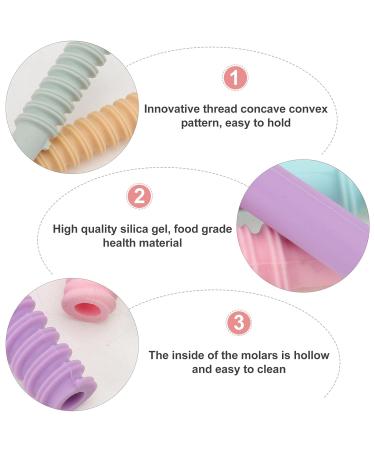 NUOBESTY Hollow Teether Tubes 5 Pack with Brush - Soft Silicone Teething Toys for Babies | Chewable Straw Toys for Infants and Toddlers - Buy Online on GoSupps.com