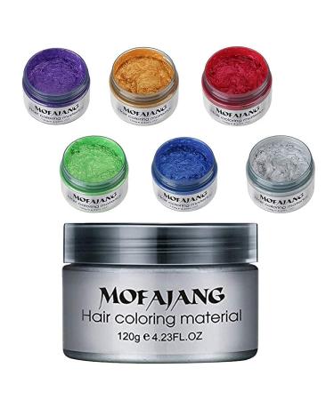 6 Colors Hair Color Wax Dye-6 in1 Temporary Instant Unisex Natural Hair Color Wax Mud,Washable Moisturizing Modelling Fashion colorful Hair Color Wax,Disposable Natural Matte Hairstyle Hair Color Pomade Dye Cream for Men W…