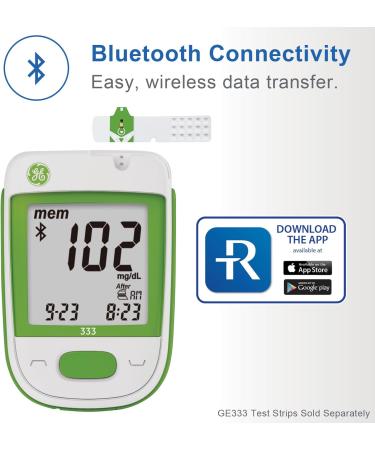Buy GE333 Blood Glucose Monitoring System - Fast 5-Second Results Auto Coding Bluetooth App | Accurate Glucometer for Diabetes Management - Buy Online on GoSupps.com