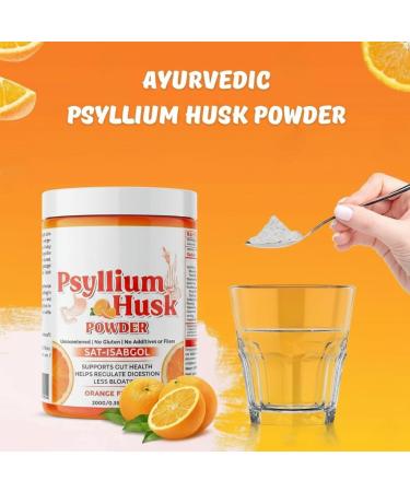 Psyllium Husk Powder Orange Flavor 200g (8.8oz) | Sat-Isabgol with 5 Added Herbs | Unsweetened Gluten-Free | Natural Fiber Supplement for Digestive Health - Buy Online on GoSupps.com