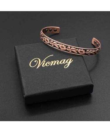 Vicmag Copper Magnetic Bracelet for Women | 99.99% Pure Copper | 6X Ultra Strength Magnets | Adjustable Size | Gift Box Included - Buy Online on GoSupps.com