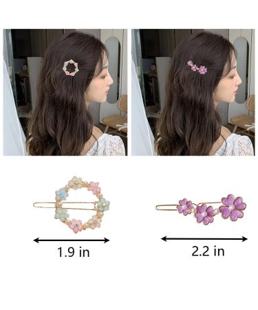 7Pcs Rhinestone Flower Hair Clips and Heart Shape Pins Set for Women - MGPFERD Girl Bangs Clips Hair Accessories - Buy Online on GoSupps.com