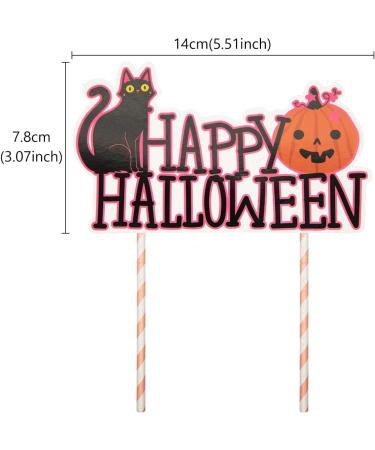 CHEERYMAGIC Halloween Cupcake Toppers Happy Halloween Cake Toppers Pink Halloween Cake Decorations Pumpkin Black Cat Cupcake Picks for Halloween Party Decoration A9FSWSCP - Buy Online on GoSupps.com