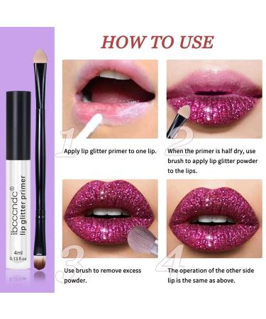 Prevessel Glitter Lip Kit - 4 Metallic Colors Long-Lasting Glossy Lipsticks & Glitter Powder - Ideal for Parties & Carnivals - Includes Lip Primer & Brush - Buy Online on GoSupps.com