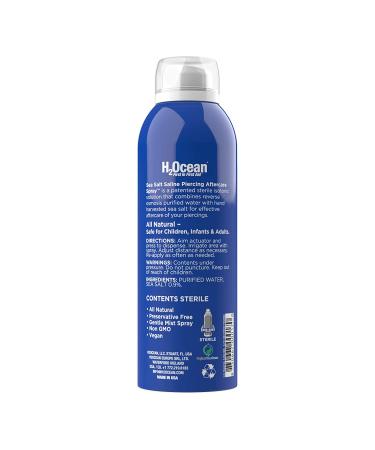 H2Ocean Sea Salt Piercing Aftercare Spray 6 oz - Vegan & Organic Solution for Ear, Nose, Naval & Oral Piercings - Soothes, Cleanses, and Sterilizes Skin - Keloid Bump Treatment included - Buy Online on GoSupps.com