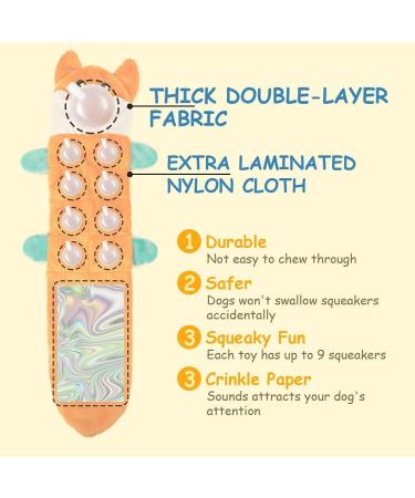 AWOOF No Stuffing Dog Toy 5 Pack Crinkle Squeaky Dogs Teething Chew Toys Set for Small Medium Large Breed Puppies Aggressive Chewers Durable Birthday Interactive Plaything Dogs Doggies Toys Land animals - Buy Online on GoSupps.com