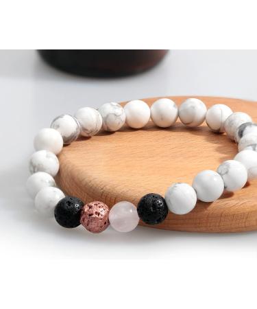 Healing Bracelets for Women Anti Anxiety Yoga Beads Stress Relief Healing Thoughts Bracelets Relaxation Gift Aromatherapy Essential Oil Diffuser Lava Bracelet Gifts for Women Men Girls White - Buy Online on GoSupps.com