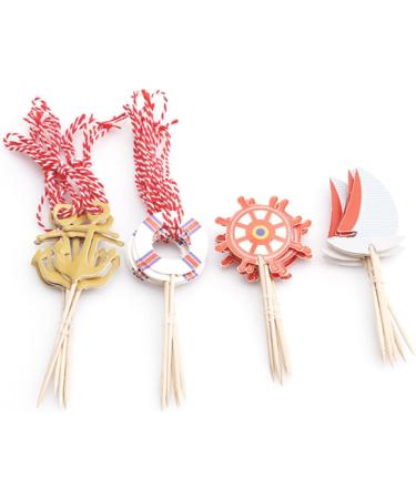SWOOMEY 24pcs Nautical Cupcake Toppers Top Hat Nautical Theme Party Picks Nautical Cupcake Picks Nautical Cake Topper Birthday Nautical Topper With Line Ocean - Buy Online on GoSupps.com