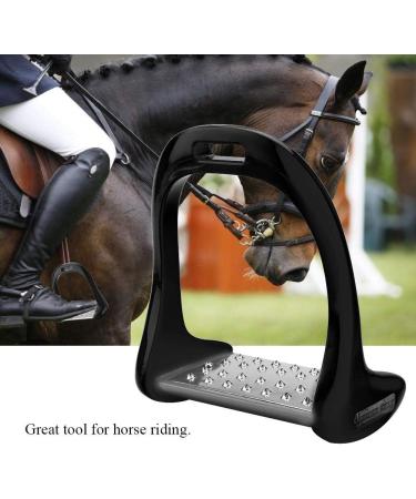 Pssopp Flexible Safety Stirrups Horse Riding Safety Stirrups Irons Stainless Horse Riding Stirrup Stainless Steel Non-Slip Pad Equestrian Aluminum Saddle With Painting (Black) - Buy Online on GoSupps.com