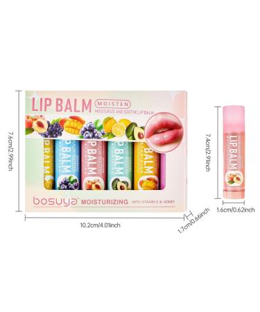 6 Pack Fruit Flent Lip Balm Set for Girls - Moisturizing Hydrating Lip Care Gift Natural Anti-Dry Anti-Crack Gloss for Dry & Chapped Christmas Birthday Gifts for Women Teens - Buy Online on GoSupps.com