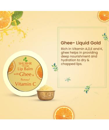 Shubhr Orange Lip Balm & Gloss - 100% Ayurvedic Natural Vitamin C Paraben & Sulphate Free for Dry Chapped Lips (15g 10 Herbs) - International Shipping Available - Buy Online on GoSupps.com