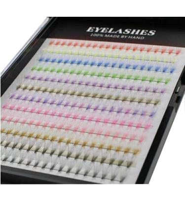 10D Colorful Premade Fans False Eyelashes | 240pcs | 12 Rows | Mixed 12 Colors | Volume Eye Lashes Extensions | Cluster Eyelashes | 12mm - Buy Online on GoSupps.com