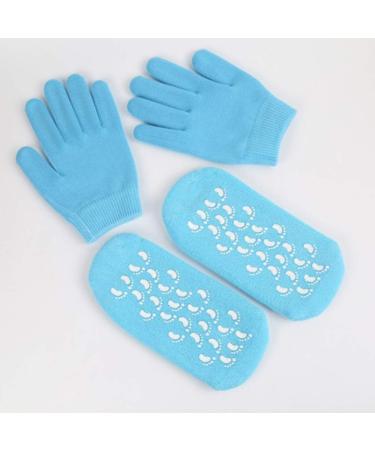 Minkissy Moisture Gloves & Sock Set | Gel Heel Socks & Spa Gloves for Dry Cracked Skin - Sky Blue - Buy Online on GoSupps.com
