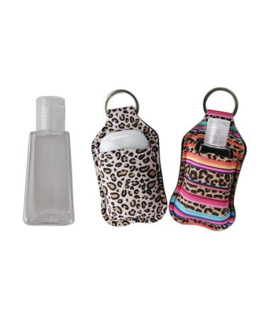 Ranxizy Neoprene Keychain for 30ML Hand Sanitizer Bottles - 4 Pack Leopard Print | Travel Containers Holder Keyring for Gym, Shampoo, Lotion, Soap, Perfume - Buy Online on GoSupps.com