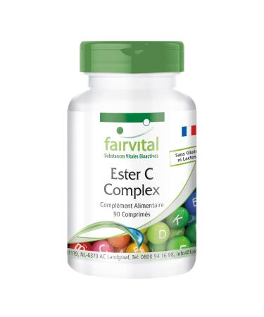Fairvital | Complexe Ester C - 3 mois de cure - VEGAN - vitamine C avec des bioflavono des - 90 comprim s - facile dig rer