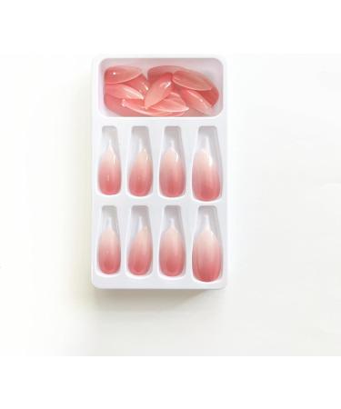 24Pcs/Set Press On Nails French Peach Powder Gradual Almond False Nails Acrylic Fake Nails Full Cover Nails Tips Artificial Finger Manicure Press on nails for Women and Girls - Buy Online on GoSupps.com