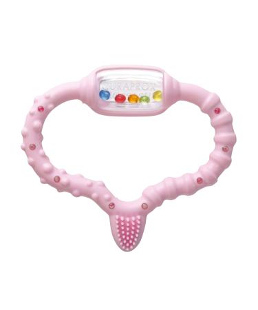 Curaprox bite ring for babies pink baby bite ring with rattle baby bite ring with learning toothbrush bite ring for babies for teeth bpa-free pink 1 piece - Buy Online on GoSupps.com