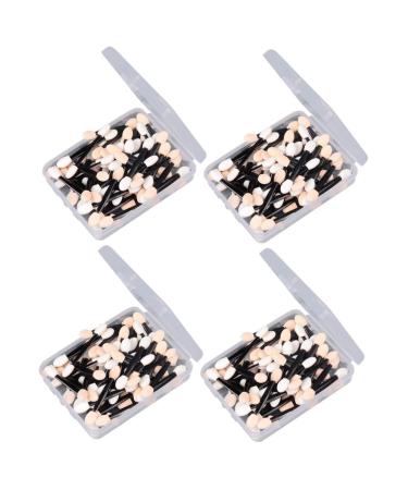 Beavorty 200 Pcs disposable makeup disposable eyeshadow brush Makeup Tools applicator Oval cosmetic Size 2x2pcs Blackx2pcs