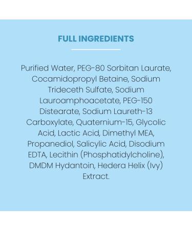 Gentle  GSL AHA/BHA Exfoliating Cleanser  - Glycolic Salicylic & Lactic Acid Face Wash for Acne Blackheads & Brightening Aloe + Hyaluronic Hydration Fragrance Free Sensitive Skin Safe - 4 fl oz - Buy Online on GoSupps.com