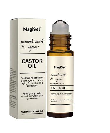 MagiSel Eye serum eye roller castor oil eye cream for dark circles and puffiness eye care anti-aging castor oil serum with 360 massage ball reduces