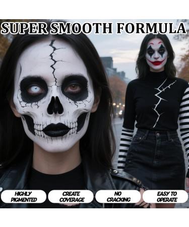  Nepturion Halloween Makeup Halloween Face Makeup Black and White Body Colors (50g) and White (50g) with 2 Brushes Face Paint for Theatre Makeup for - Buy Online on GoSupps.com