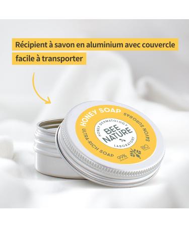 Bee Nature - 2 in 1 Exfoliating Soap with Aluminum Soap Dish - Organic Honey - Ingrown Hairs Psoriasis - Natural with Poppy Seeds - YUKA 100/100-100g - Buy Online on GoSupps.com