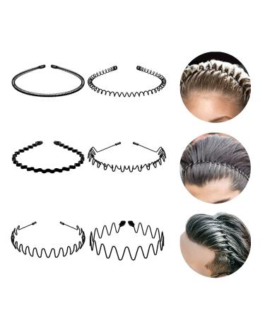 90s Style Metal Headbands for Men and Women - Pack of 6 | Non-Slip Black Hair Hoop for Wavy Hair | Unisex Elastic Comb Headband - Buy Online on GoSupps.com