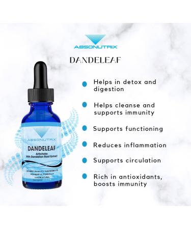 Absonutrix DandeLeaf 390 mg 4 FL OZ Liquid 302 Servings Made in USA Potent Plant-Based Ingredients Artichoke Leaf Dandelion Root Extract Gluten-Free Non-GMO GMP Certified - Buy Online on GoSupps.com