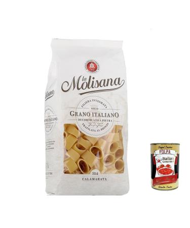 Italian Gourmet E.R. La Molisana Calaramata N. 314 Pasta Lenta Lavorazione Durum Wheat Semolina Pasta 500 g Bronze + Pulpa Italian Gourmet 400 g Pack of 6