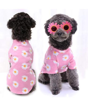 WEYATO Dog Shirts Flowers Summer Cool Beach Shirts Comfy Stylish Breathable Puppy T-Shirts Cotton Vest Clothes for Dogs and Cats Pet Apparel Design Adorable Casual Cozy Dog Shirt, Pink, Small Small Pink