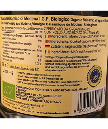 Re Modena Bis Organic Balsamic Vinegar ReModena: Apple Condiment and Classic Modena IGP 250ml x 2 - Buy Online on GoSupps.com